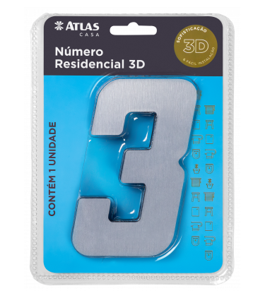 STICKER 3D NUMBER 0 FOR HOUSE BR. STEEL