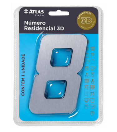 STICKER 3D NUMBER 0 FOR HOUSE BR. STEEL